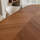 Rectangular Oval Black Walnut Wood Spliced Dining Table