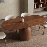 Rectangular Oval Black Walnut Wood Spliced Dining Table