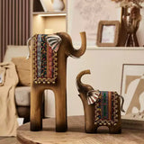 Mid-style Retro Imitation Wood Elephant Art Ornament