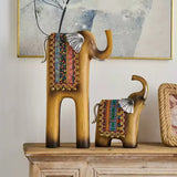 Mid-style Retro Imitation Wood Elephant Art Ornament