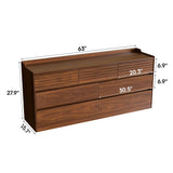 Modern Walnut Storage Cabinet with Multi-Drawer for Living Room