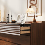 Modern Walnut Storage Cabinet with Multi-Drawer for Living Room