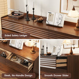 Modern Walnut Storage Cabinet with Multi-Drawer for Living Room