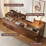 Modern Walnut Storage Cabinet with Multi-Drawer for Living Room