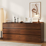 Modern Walnut Storage Cabinet with Multi-Drawer for Living Room
