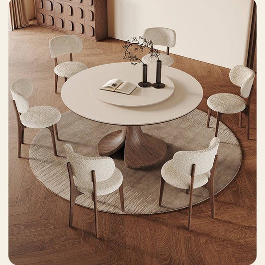 Lamb Velvet Backrest Dining Chair French Retro Style