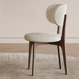 Lamb Velvet Backrest Dining Chair French Retro Style
