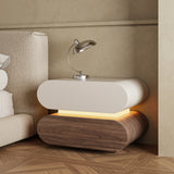 Modern Nightstand 2 Drawer Bedside Table with Light