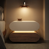 Modern Nightstand 2 Drawer Bedside Table with Light