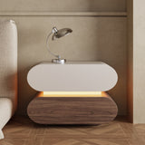 Modern Nightstand 2 Drawer Bedside Table with Light