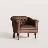 Mid-Century Leather Single Accent Armchair Club Chair