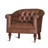 Mid-Century Leather Single Accent Armchair Club Chair