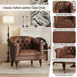 Mid-Century Leather Single Accent Armchair Club Chair