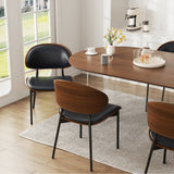 Faux Leather Dining Chair with Curved Backrest