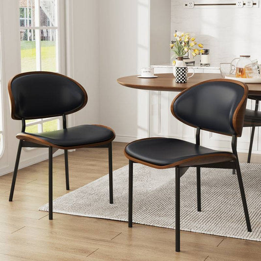 Faux Leather Dining Chair with Curved Backrest