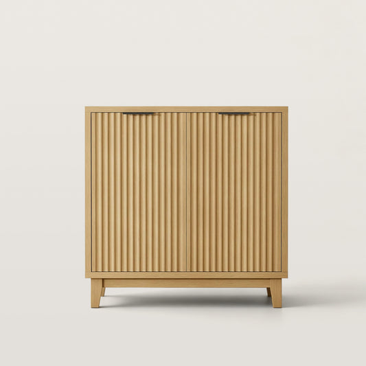 Modern Fluted Accent Cabinet with Adjustable Shelves