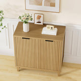 Modern Fluted Accent Cabinet with Adjustable Shelves
