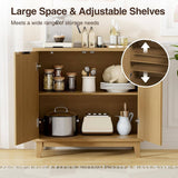 Modern Fluted Accent Cabinet with Adjustable Shelves