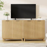 Modern Fluted Accent Cabinet with Adjustable Shelves