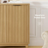 Modern Fluted Accent Cabinet with Adjustable Shelves
