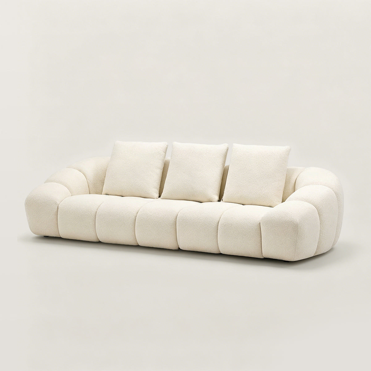Curved Cream Boucle Sectional Sofa for Living Room