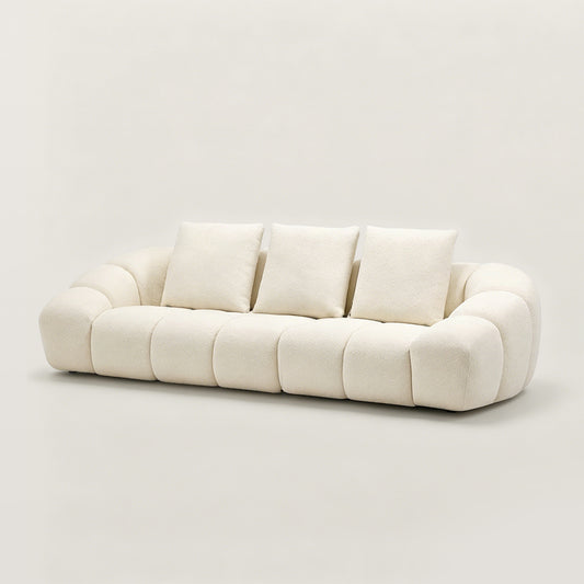 Curved Cream Boucle Sectional Sofa for Living Room