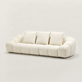 Curved Cream Boucle Sectional Sofa for Living Room