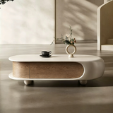 Modern Pebble Curved Coffee Table with Storage