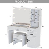 3 Drawer Makeup Vanity with Glass Top and Lights