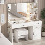 3 Drawer Makeup Vanity with Glass Top and Lights