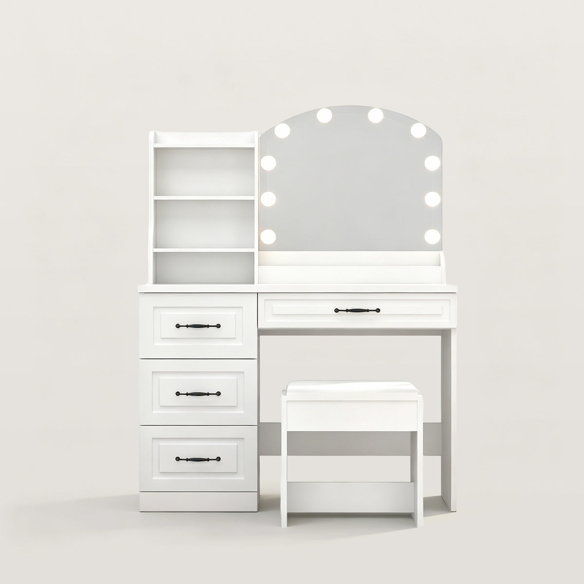 4 Drawers Makeup Vanity with Mirror and Cabinet