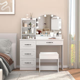 4 Drawers Makeup Vanity with Mirror and Cabinet
