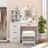 4 Drawers Makeup Vanity with Mirror and Cabinet