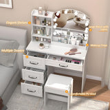 4 Drawers Makeup Vanity with Mirror and Cabinet