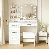 4 Drawers Makeup Vanity with Mirror and Cabinet