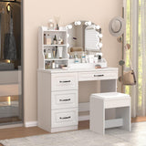 4 Drawers Makeup Vanity with Mirror and Cabinet