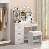 4 Drawers Makeup Vanity with Mirror and Cabinet