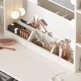 Makeup Vanity Table with Lighted Mirror and Power Strip