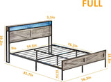 Bed Frame with Charging Station and Headboard Storage