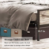 Bed Frame with Charging Station and Headboard Storage