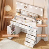 Makeup Vanity with 8 Drawers and Charging Station