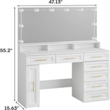 Makeup Vanity with 8 Drawers and Charging Station