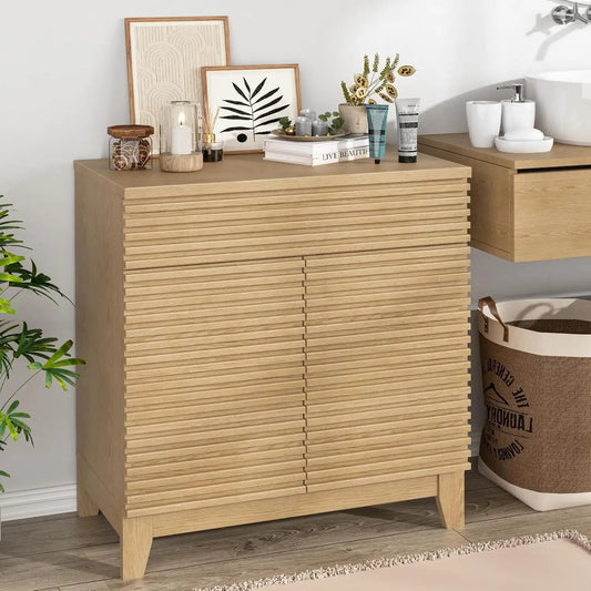 Fluted Sideboard Buffet Storage Cabinet with Drawers