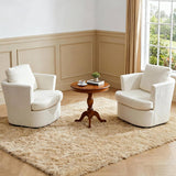 Swivel Linen Armchair Lounge Chair with Curved Backrest