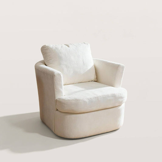 Swivel Linen Armchair Lounge Chair with Curved Backrest