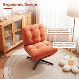 Retro Tufted Orange Swivel Accent Chair with Metal Base