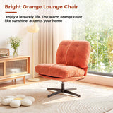 Retro Tufted Orange Swivel Accent Chair with Metal Base