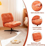 Retro Tufted Orange Swivel Accent Chair with Metal Base