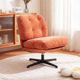 Retro Tufted Orange Swivel Accent Chair with Metal Base