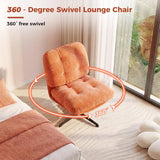 Retro Tufted Orange Swivel Accent Chair with Metal Base